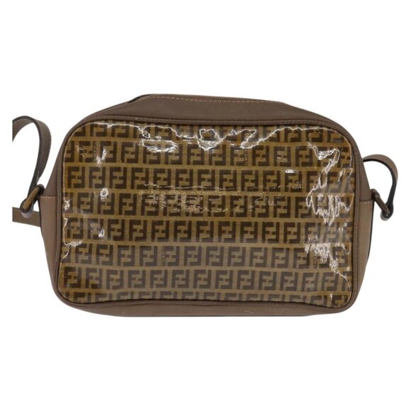 FENDI Zucchino Canvas Shoulder Bag Coated Canvas Beige Auth - Picture 3 of 16